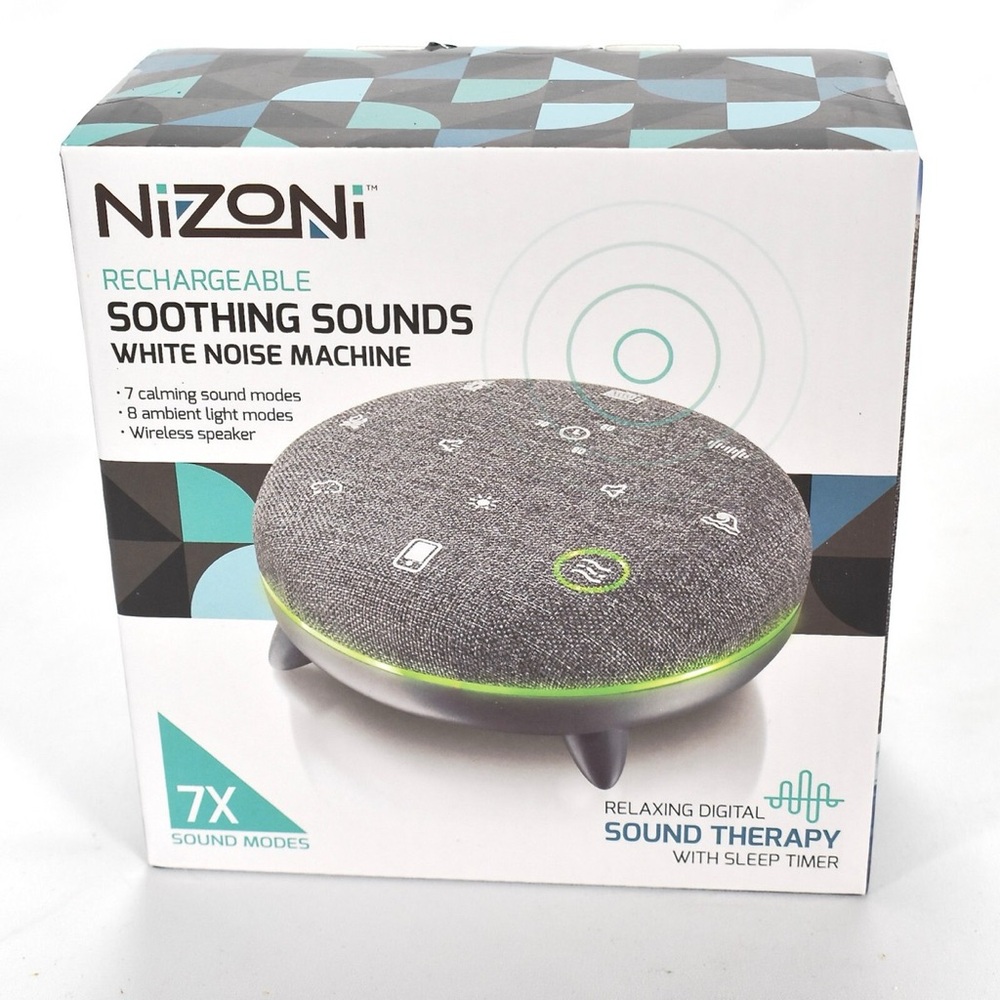New - Nizoni Rechargeable Soothing Sounds White Noise Machine with Sleep Timer